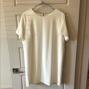 Lulu's White Sheath Mini Dress Crew Neck Short Sleeve